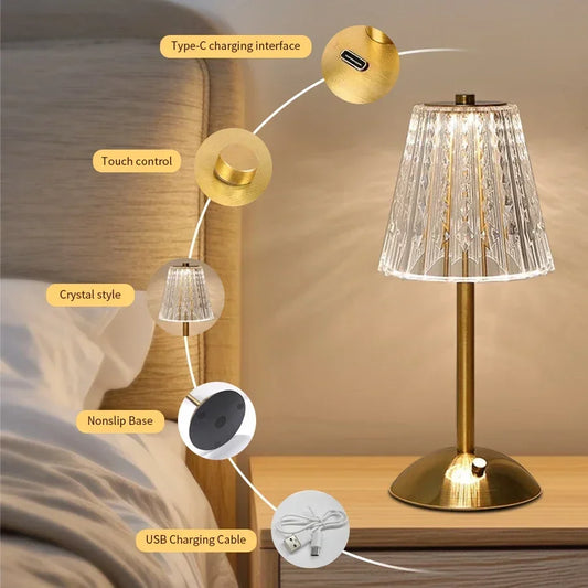 VibeHaven™ Vintage Glow Acrylic Cordless Table Lamp