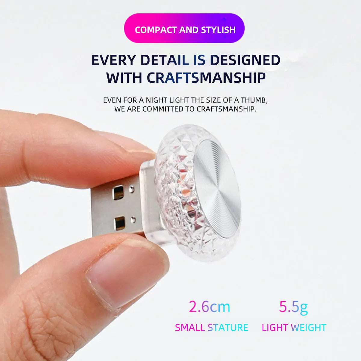VibeHaven™ CrystalPlug Mini USB Atmosphere Light